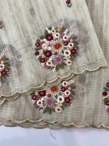 Silky kota embroidery saree with scalloped borders MSK877