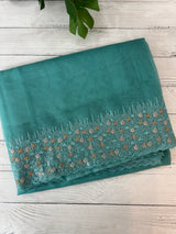 Organza saree with embroidery borders - MSH907 BluemixGreen