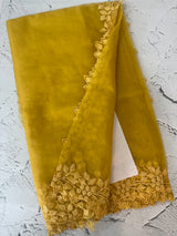 Soft Organza saree with embroidery borders - MSH5777 Mustard