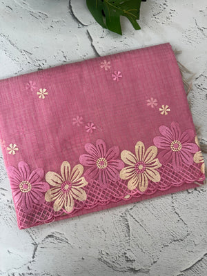 Soft Tissue kota embroidery saree MSK4660 Pink