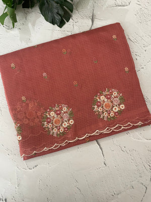 Kota checks saree with embroidery MS7645