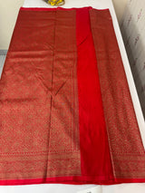 Semi katan Banarasi saree in antique zari weaving - MSKB899 Red