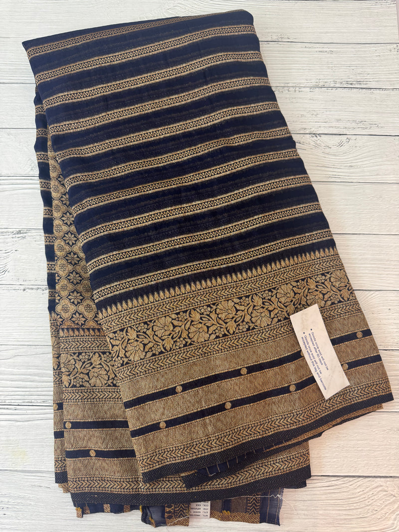 Semi banarasi Khaddi Georgette saree - MS1499- DarkBlue