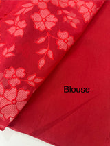 Kota Moonga checks Applique work saree  MSH141- Red