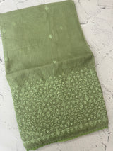 Soft kota checks saree with embroidery - MS7695 DustyGreen