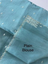 Tussar finish soft silk saree with white thread embroidery MTS567 PastelBlue