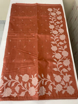Blended Tussar silk saree with applique work- MSH200 Rust