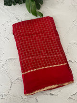 Crepe chiffon georgette saree with checks MS40097 RED