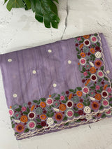 Blended tussar saree with embriodery - MSH6790 Lavender