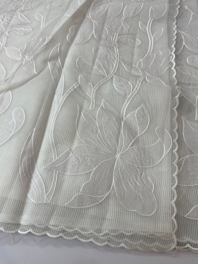 NetKota Applique work saree   -MSH998 White