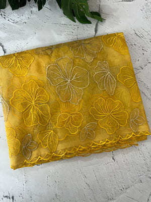 Soft Organza saree with thread work - MSH910 Yellow