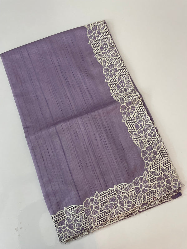 Cutwork Semi tussar saree MTSS879 Lavender