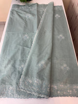 Mul chanderi saree with applique borders MSH112 GreyishBlue