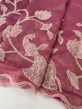 Crush Organza Applique work saree MS14987