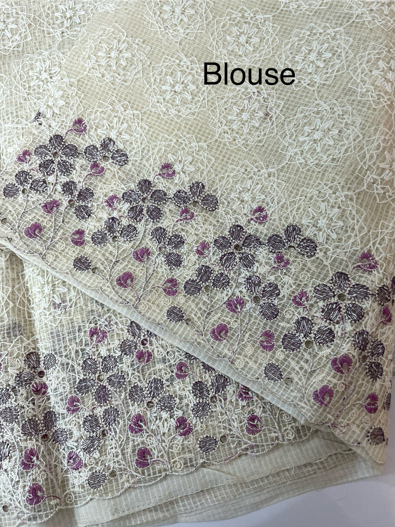 Cutwork Phulkari NetKota embroidery saree - MSH987