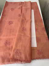 Organza saree with embroidery - MSH375 Peach