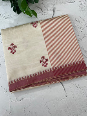 Blended tussar silk saree with embroidery- MSH490