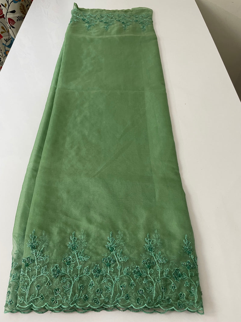 Handworked Designer Organza Saree - MOS859 Jade Green