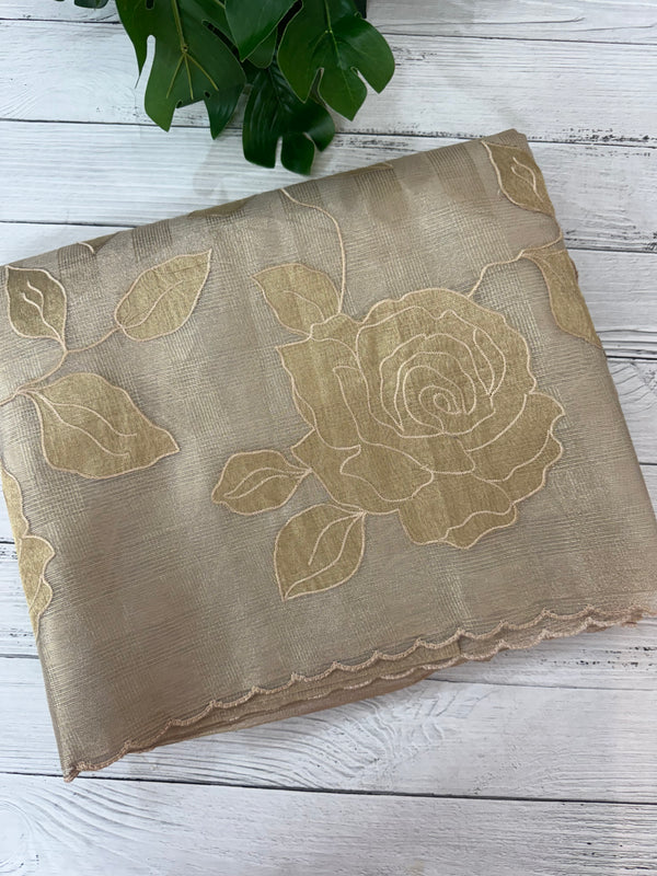 Tissue Silk applique work saree MSH133 Design 1- CloudGrey