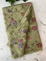 Kota silk saree with digital prints and embroidery MSH155- DuskyGreen