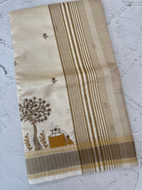 Blended tussar silk saree with embroidery- MSH490