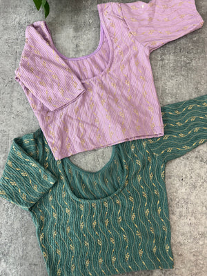 Stretchable Readymade blouse with sequence work : SIZE 32 - Combo