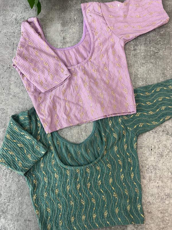 Stretchable Readymade blouse with sequence work : SIZE 32 - Combo