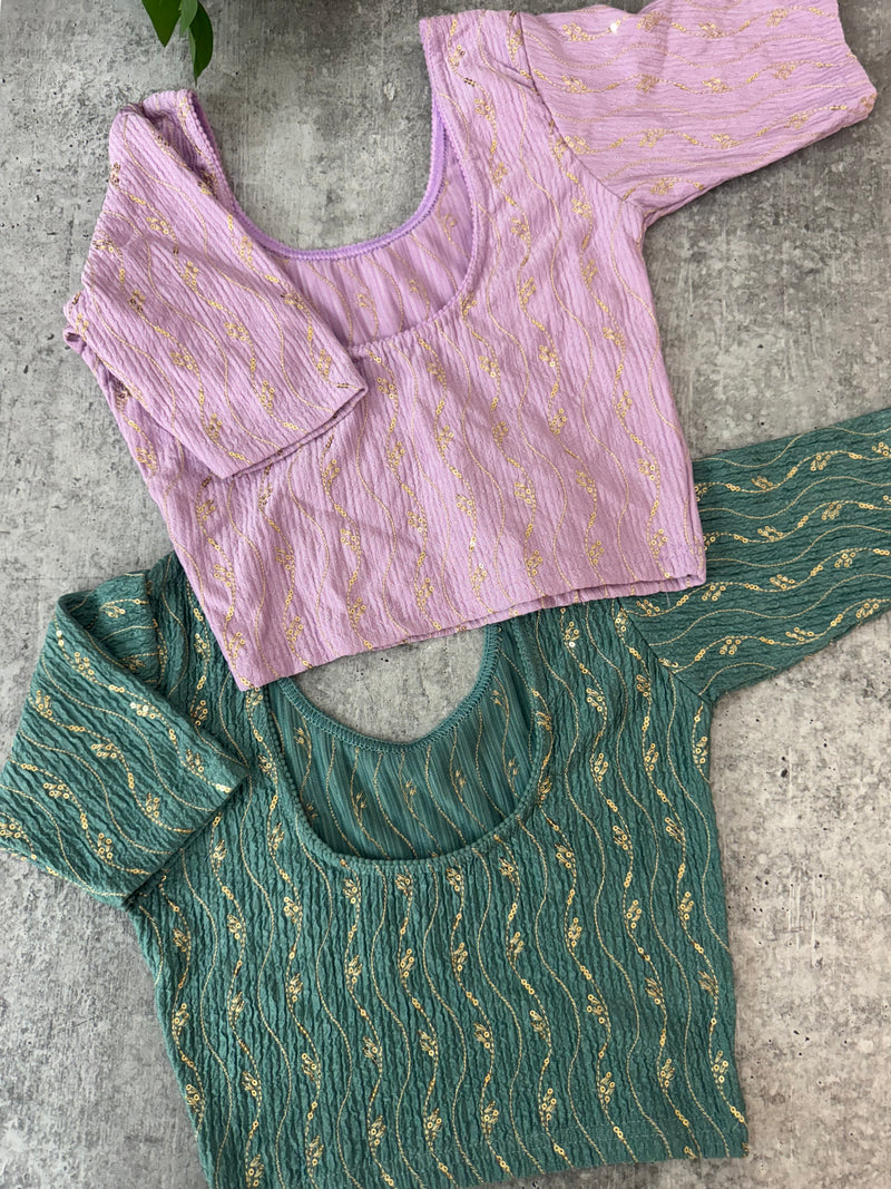 Stretchable Readymade blouse with sequence work : SIZE 32 - Combo