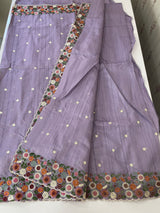 Blended tussar saree with embriodery - MSH6790 Lavender