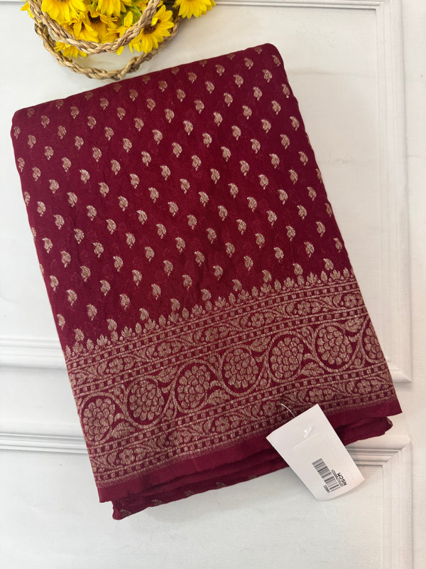 Banarasi viscose Georgette saree MKGS612- DeepMaroon