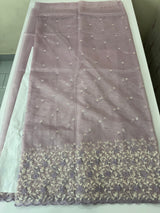 Glassy tissue organza saree with embroidery FKSF133- Dusty Lilac