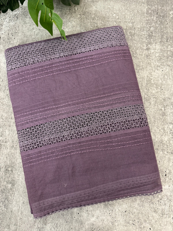 Supernet saree with crochet work and lace border MCJ5433 Mauve