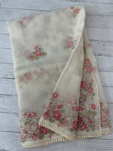 Organza saree with prints & hand embriodery work MS15333