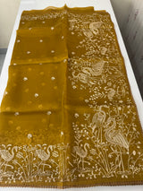 Silk organza saree with aari embroidery - MS14923