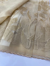 Organza saree with tissue applique work MS5081- Beige