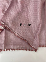 Soft kota checks saree with embroidery - MS7645 PastelMauve