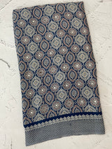 Semi modal silk saree with mirror work - MMB501 DarkBlue