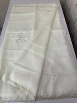 Handworked Crush Organza saree with applique work MBS676 White