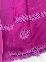 Chiffon georgette saree with corchet work - MS7633 Magenta