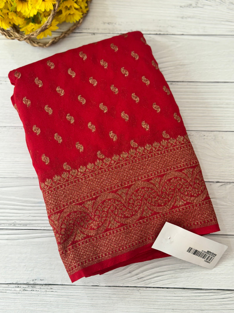 Semi Banarasi Georgette saree MKGS ChilliRed