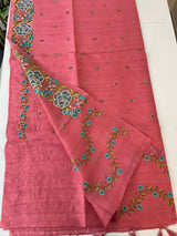 Blended tussar silk saree with embroidery SNFNRCY Crimsonpink