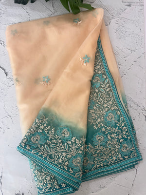 Soft Organza saree with embroidery borders MCW638