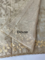 Premium Organza saree with tissue appliqué work - MMG310 - Ivory