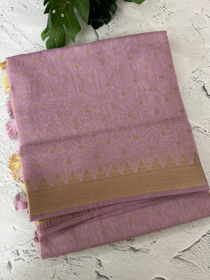 Semi chanderi saree with buttas MSF784 PastelOnion