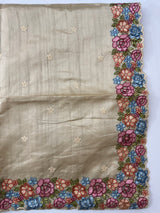Cutwork blended tussar saree MTSS309