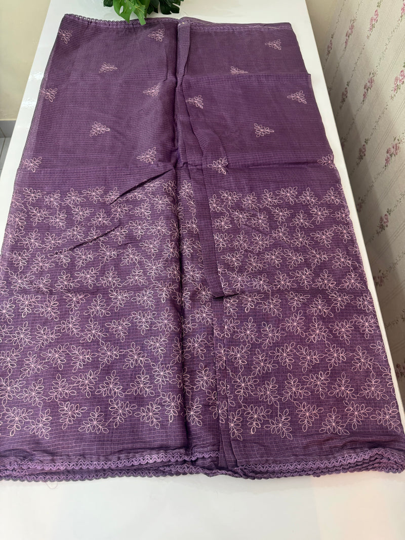 Soft kota checks saree with embroidery SDJCS21