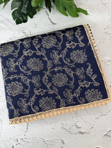 Blended tussar silk saree with embroidery- MSH158 DarkBlue