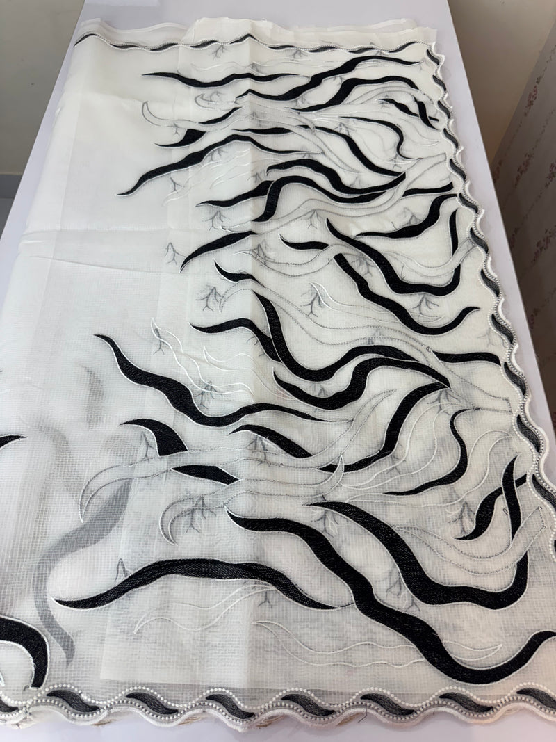 Kota silk embroidery saree  MSH125 - Black & White