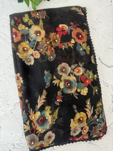 Chiffon Brasso saree with mirror work - MS7611 Black(4)