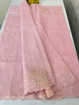 Soft kota silk saree with applique work MS85432 Pink